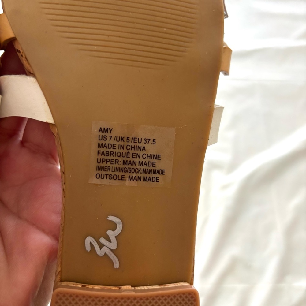 NWT JF Just Fab Wave Slip-On Sandals Brown Tan White SZ 7 - Picture 8 of 11